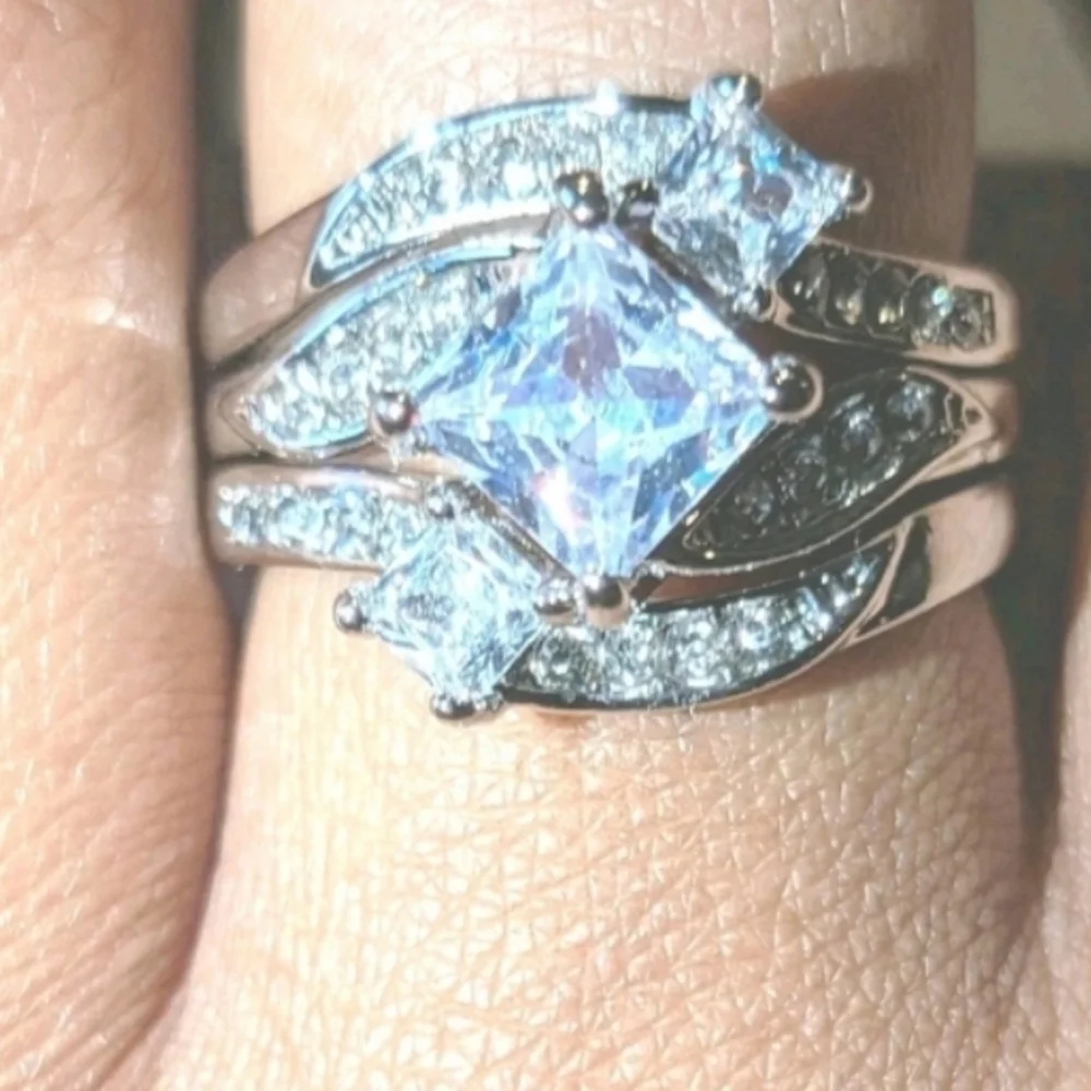 Womens 4ct Intricate Detailed Lab Created Diamond Engagement Ring Set Sz7